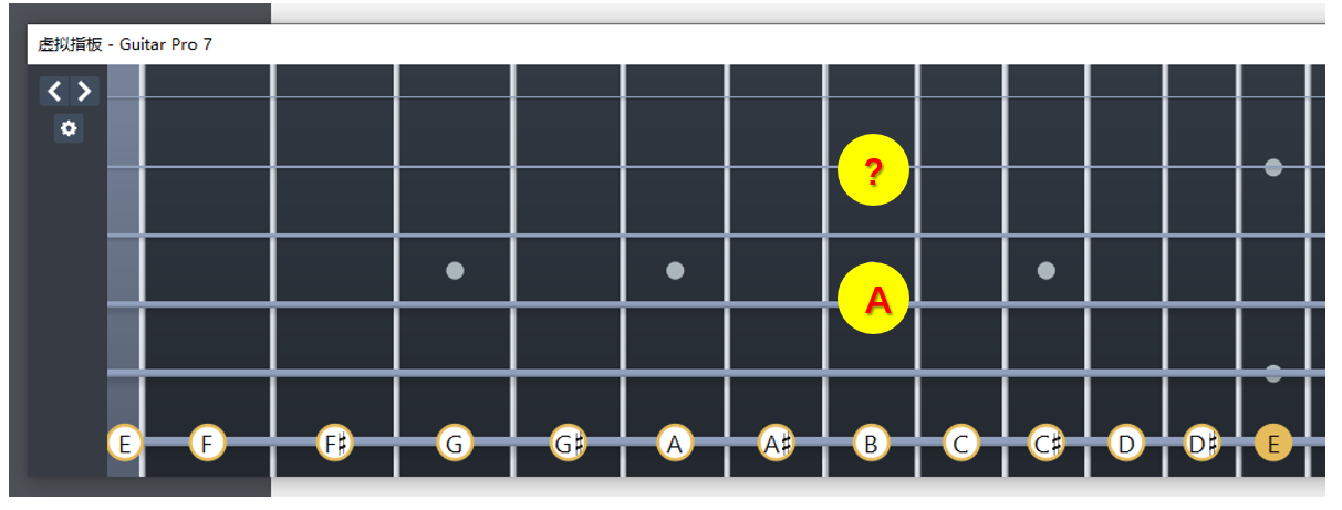 已知四弦七品，找到二弦七品的音名