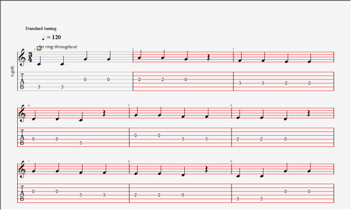 变成四三拍的乐谱