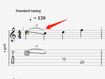 编辑面板中的滑音