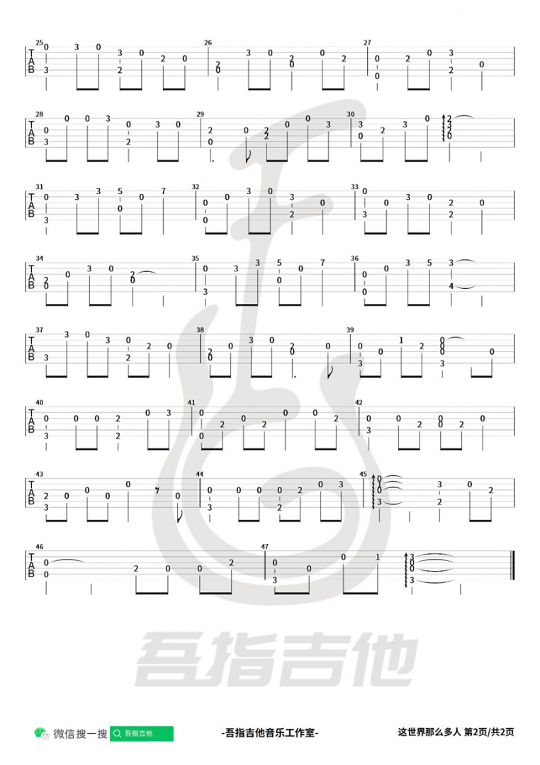 莫文蔚《这世界那么多人》吉他谱